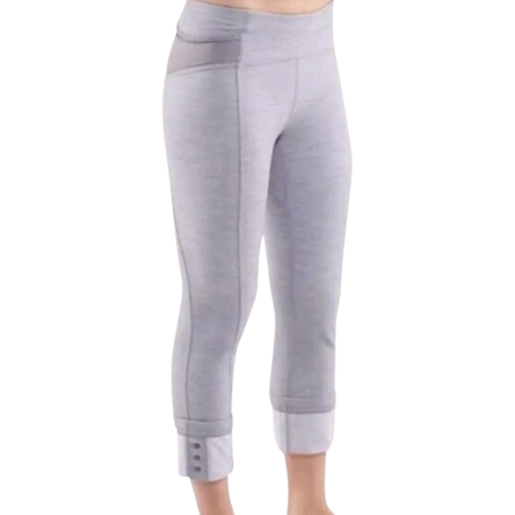Lululemon Ride On Crop Legging Reflective Grey Slub Denim Rel: 2012 Women's 8 - Picture 1 of 16